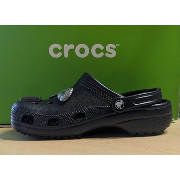 CROCS Classic Black Shimmer Picture Frame Clogs Women's Size 8 NWT - Picture 8 of 12